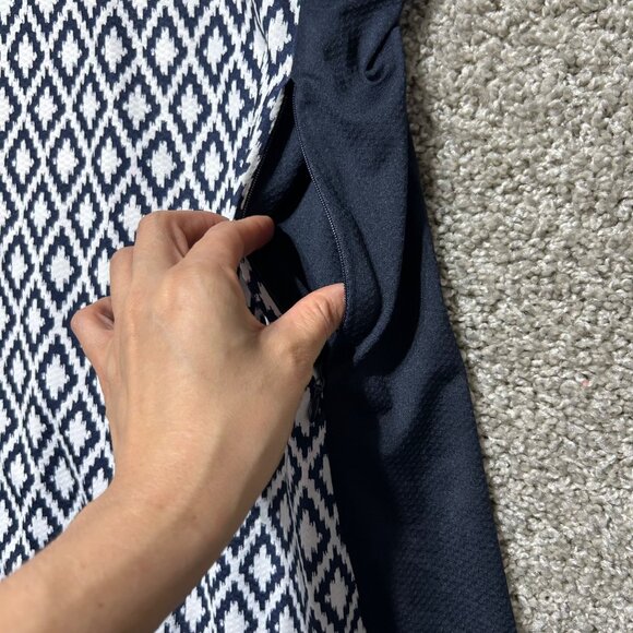 Jofit Womens XL Navy & White Diamond Print Golf Dress W/ Zipper & Pockets - Picture 7 of 10